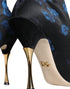 Dolce & Gabbana Floral Stretch Mid Calf Boots in Black and Blue for Women