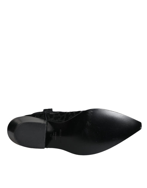 Dolce & Gabbana Leopard Cowboy Boots | Women’s Black & Gray Mid-Calf Western Boots