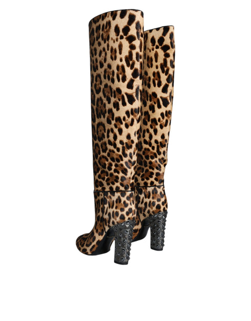 Dolce & Gabbana Leopard Print Calf Fur Knee-High Boots – Women's
