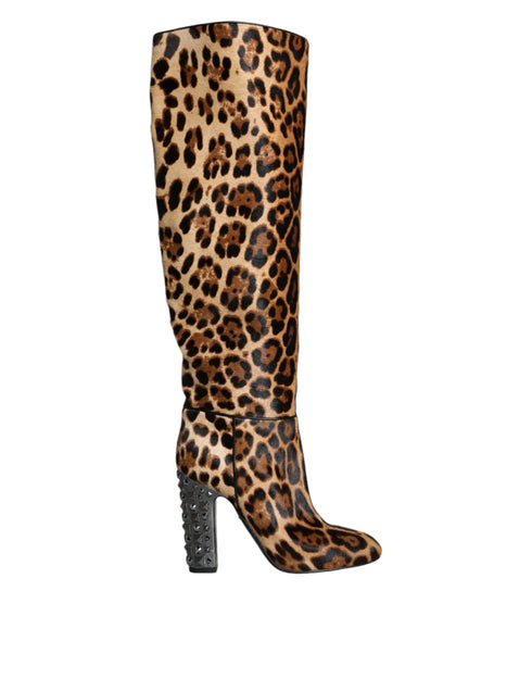 Dolce & Gabbana Leopard Print Calf Fur Knee-High Boots – Women's