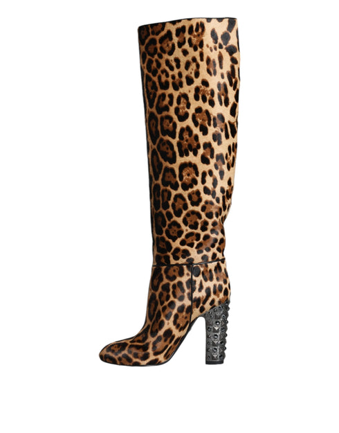 Dolce & Gabbana Leopard Print Calf Fur Knee-High Boots – Women's