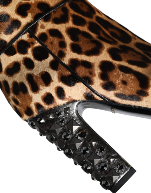 Dolce & Gabbana Leopard Print Calf Fur Knee-High Boots – Women's