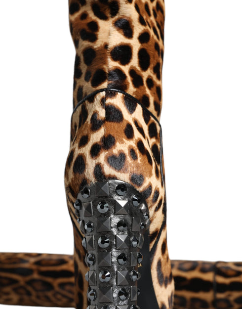Dolce & Gabbana Leopard Print Calf Fur Knee-High Boots – Women's