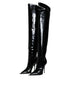 Dolce & Gabbana Knee High Boots Black Patent Leather Stiletto for Women
