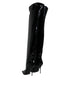 Dolce & Gabbana Knee High Boots Black Patent Leather Stiletto for Women