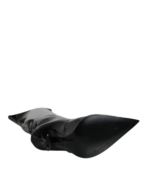 Dolce & Gabbana Knee High Boots Black Patent Leather Stiletto for Women