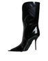 Dolce & Gabbana Women’s Black Patent Leather Mid-Calf Stiletto Boots Shoes