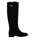 Dolce & Gabbana Knee High Boots for Women – Black Suede Lamb Leather