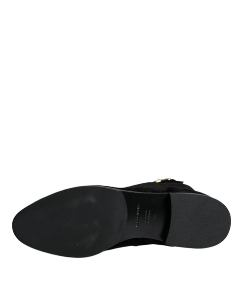 Dolce & Gabbana Knee High Boots for Women – Black Suede Lamb Leather