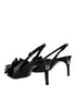 Dolce & Gabbana Rosa Slingback Heels in Black Patent Leather for Women