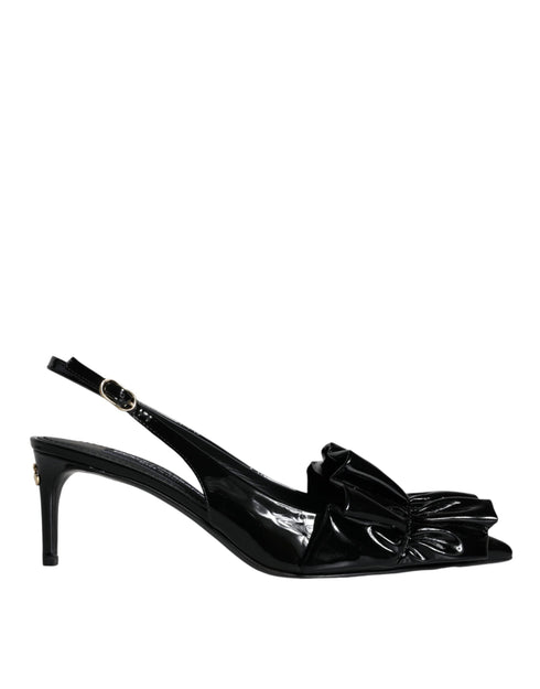Dolce & Gabbana Rosa Slingback Heels in Black Patent Leather for Women