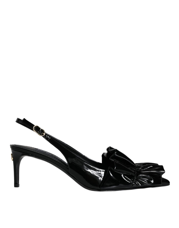 Dolce & Gabbana Rosa Slingback Heels in Black Patent Leather for Women