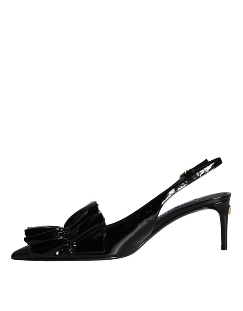 Dolce & Gabbana Rosa Slingback Heels in Black Patent Leather for Women