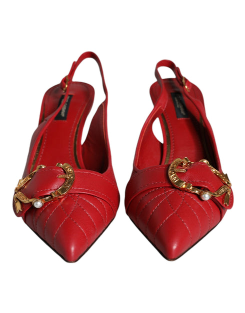 Dolce & Gabbana Devotion Slingback Sandals Red Lambskin Leather - Women’s Heels