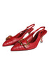 Dolce & Gabbana Devotion Slingback Sandals Red Lambskin Leather - Women’s Heels