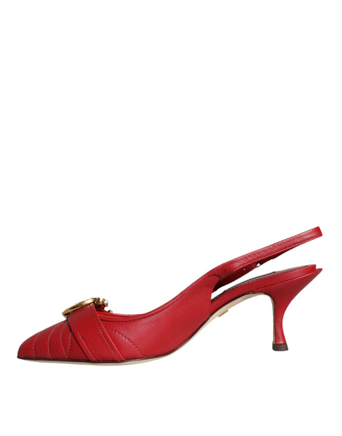 Dolce & Gabbana Devotion Slingback Sandals Red Lambskin Leather - Women’s Heels