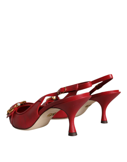 Dolce & Gabbana Devotion Slingback Sandals Red Lambskin Leather - Women’s Heels