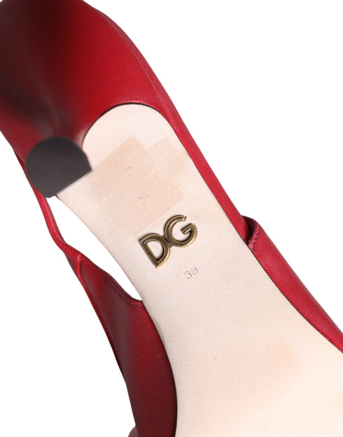 Dolce & Gabbana Devotion Slingback Sandals Red Lambskin Leather - Women’s Heels