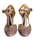 Dolce & Gabbana T-Strap Pumps Pink Gold Python Leather High Heels for Women