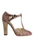 Dolce & Gabbana T-Strap Pumps Pink Gold Python Leather High Heels for Women
