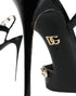 Dolce & Gabbana Black Leather Crystal Ankle Strap Sandals Heels – Women’s