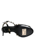 Dolce & Gabbana Black Leather Crystal Ankle Strap Sandals Heels – Women’s