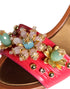Dolce & Gabbana Pink Fuchsia Keira Embellished Leather Heels Sandals for Women
