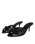 Dolce & Gabbana Knotted Slide High Heel Sandals Black Python Leather - Women’s Shoes