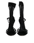 Dolce & Gabbana Black Mesh Leather Stiletto Heels Sandals for Women