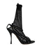 Dolce & Gabbana Black Mesh Leather Stiletto Heels Sandals for Women
