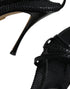 Dolce & Gabbana Black Mesh Leather Stiletto Heels Sandals for Women
