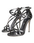 Dolce & Gabbana Keira Ankle Strap High Heels Sandals Silver Lamb Leather - Women’s Shoes