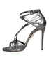 Dolce & Gabbana Keira Ankle Strap High Heels Sandals Silver Lamb Leather - Women’s Shoes