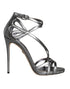Dolce & Gabbana Keira Ankle Strap High Heels Sandals Silver Lamb Leather - Women’s Shoes