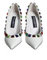 Dolce & Gabbana White Leather High Heels – Women's Crystal Embellished Pumps