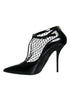 Dolce & Gabbana Mesh Pointed Toe High Heel Pumps Black Patent Leather Women’s Shoes