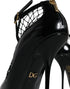 Dolce & Gabbana Mesh Pointed Toe High Heel Pumps Black Patent Leather Women’s Shoes