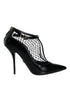 Dolce & Gabbana Mesh Pointed Toe High Heel Pumps Black Patent Leather Women’s Shoes