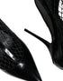 Dolce & Gabbana Mesh Pointed Toe High Heel Pumps Black Patent Leather Women’s Shoes