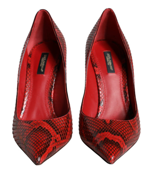 Dolce & Gabbana Red Python Leather Stiletto Heels – Luxury Pointed Toe Pumps for Women