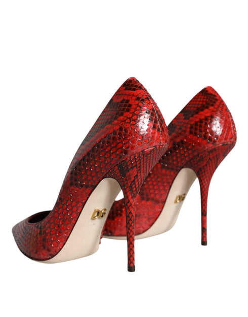 Dolce & Gabbana Red Python Leather Stiletto Heels – Luxury Pointed Toe Pumps for Women