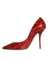 Dolce & Gabbana Red Python Leather Stiletto Heels – Luxury Pointed Toe Pumps for Women