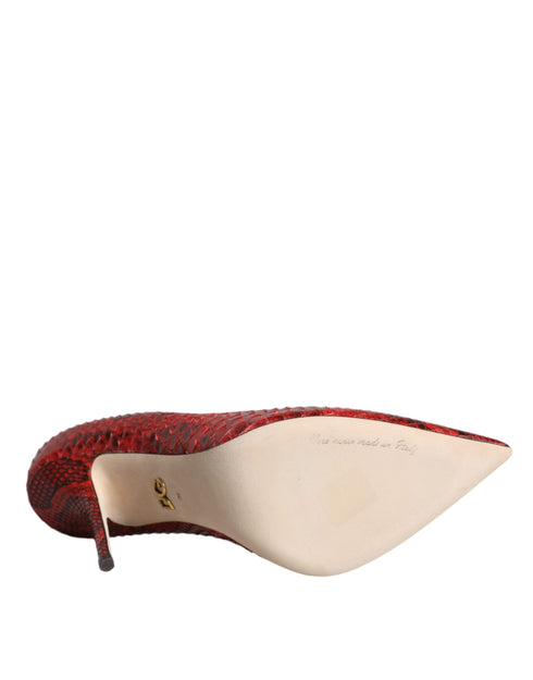 Dolce & Gabbana Red Python Leather Stiletto Heels – Luxury Pointed Toe Pumps for Women