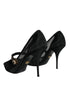 Dolce & Gabbana Mary Jane Crystal Mesh Pumps Black Nylon Women’s Heels