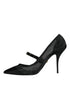 Dolce & Gabbana Mary Jane Crystal Mesh Pumps Black Nylon Women’s Heels