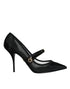 Dolce & Gabbana Mary Jane Crystal Mesh Pumps Black Nylon Women’s Heels