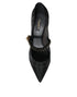 Dolce & Gabbana Mary Jane Crystal Mesh Pumps Black Nylon Women’s Heels