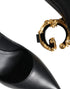 Dolce & Gabbana Black Leather Mary Jane Pumps with Gold DG Logo Heel – Women’s Heels