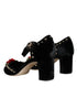 Dolce & Gabbana Women's Black Velvet Roses Ankle Strap Heels Pumps