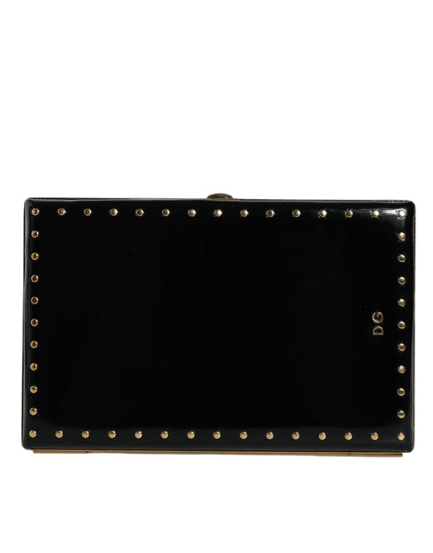 Dolce & Gabbana Black Leather Mini Clutch with Gold Studs – Evening Purse